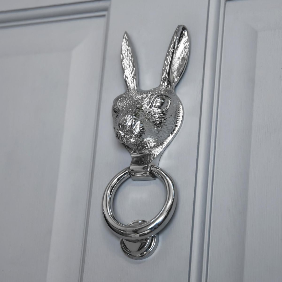Bright Chrome Rabbit Door Knocker 