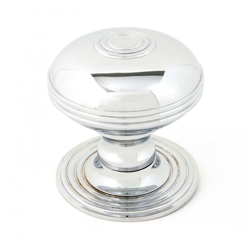 Bright Chrome Ribbed Centre Door Knob Set