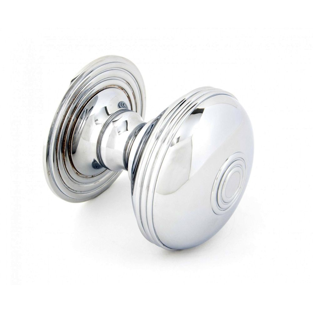 Bright Chrome Ribbed Centre Door Knob Set