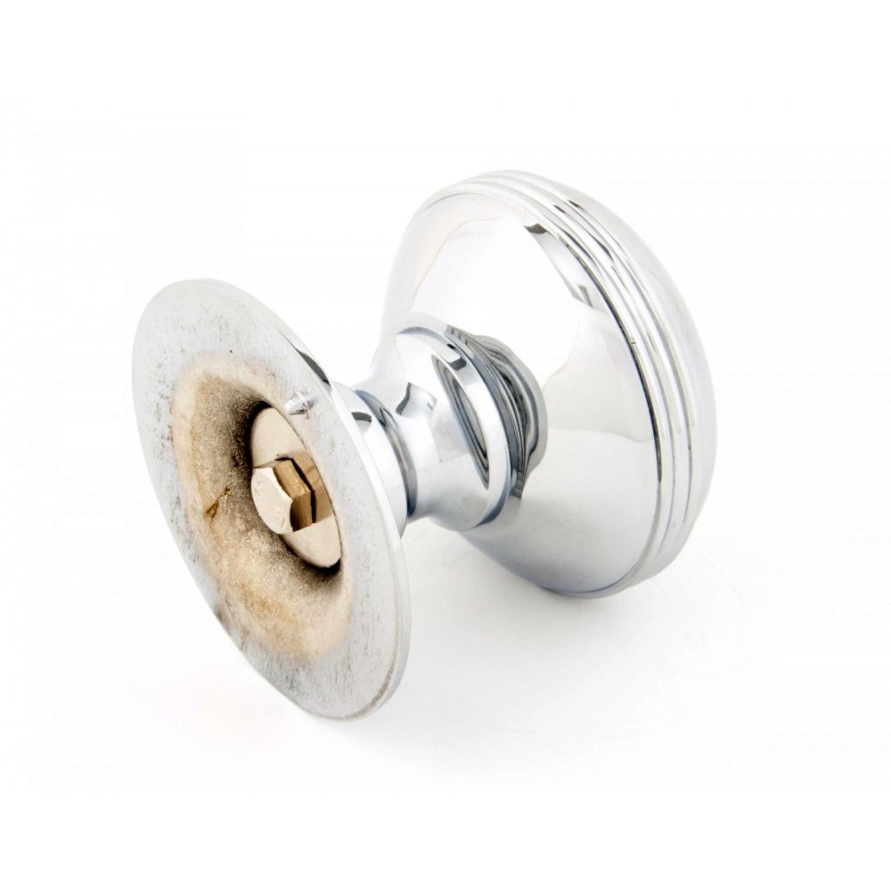 Bright Chrome Ribbed Centre Door Knob Set