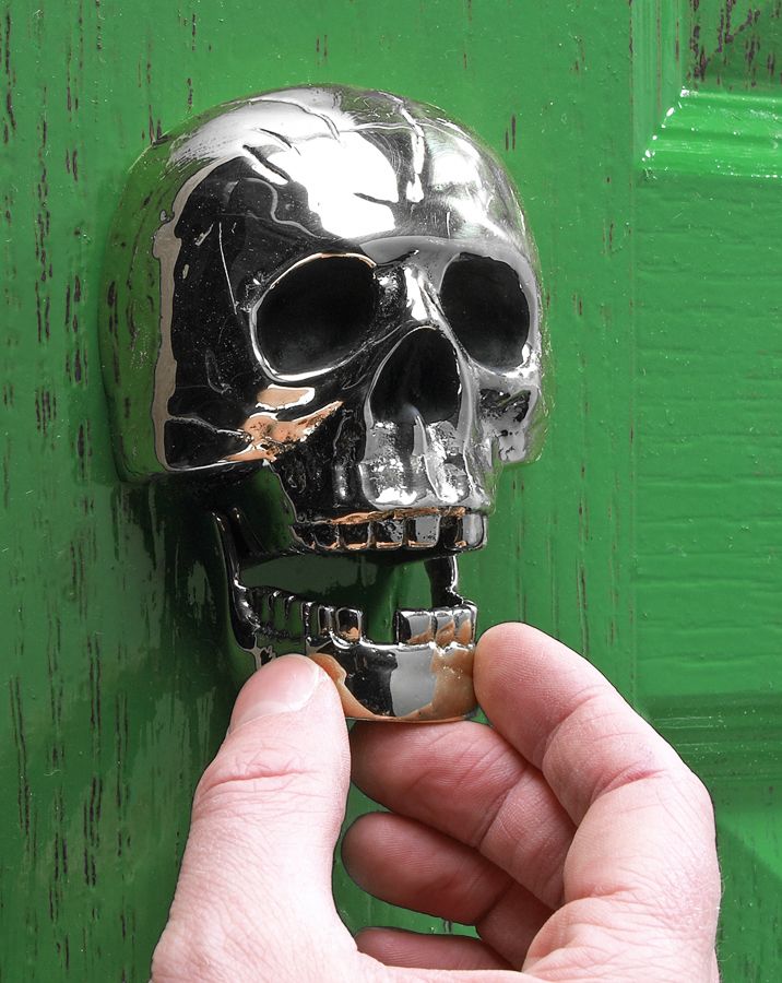 Bright Chrome Skull Door Knocker
