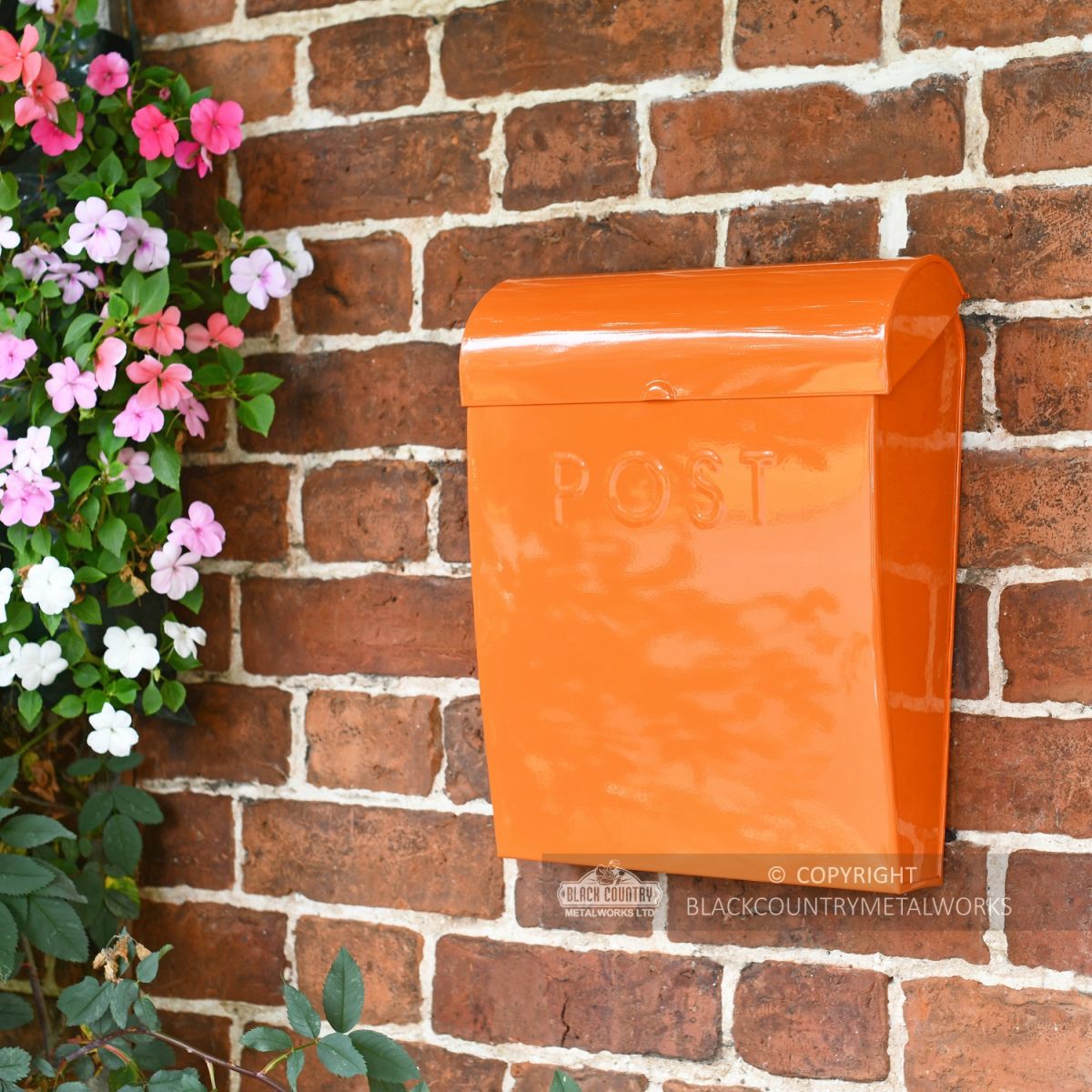 Bright Orange Modern Wall Mounted Post Box