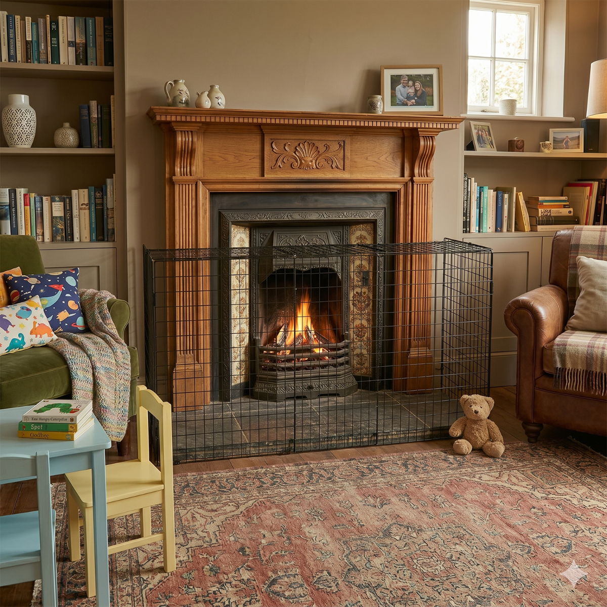 Brinton Extendable Nursery Fire Guard in a Living Setting