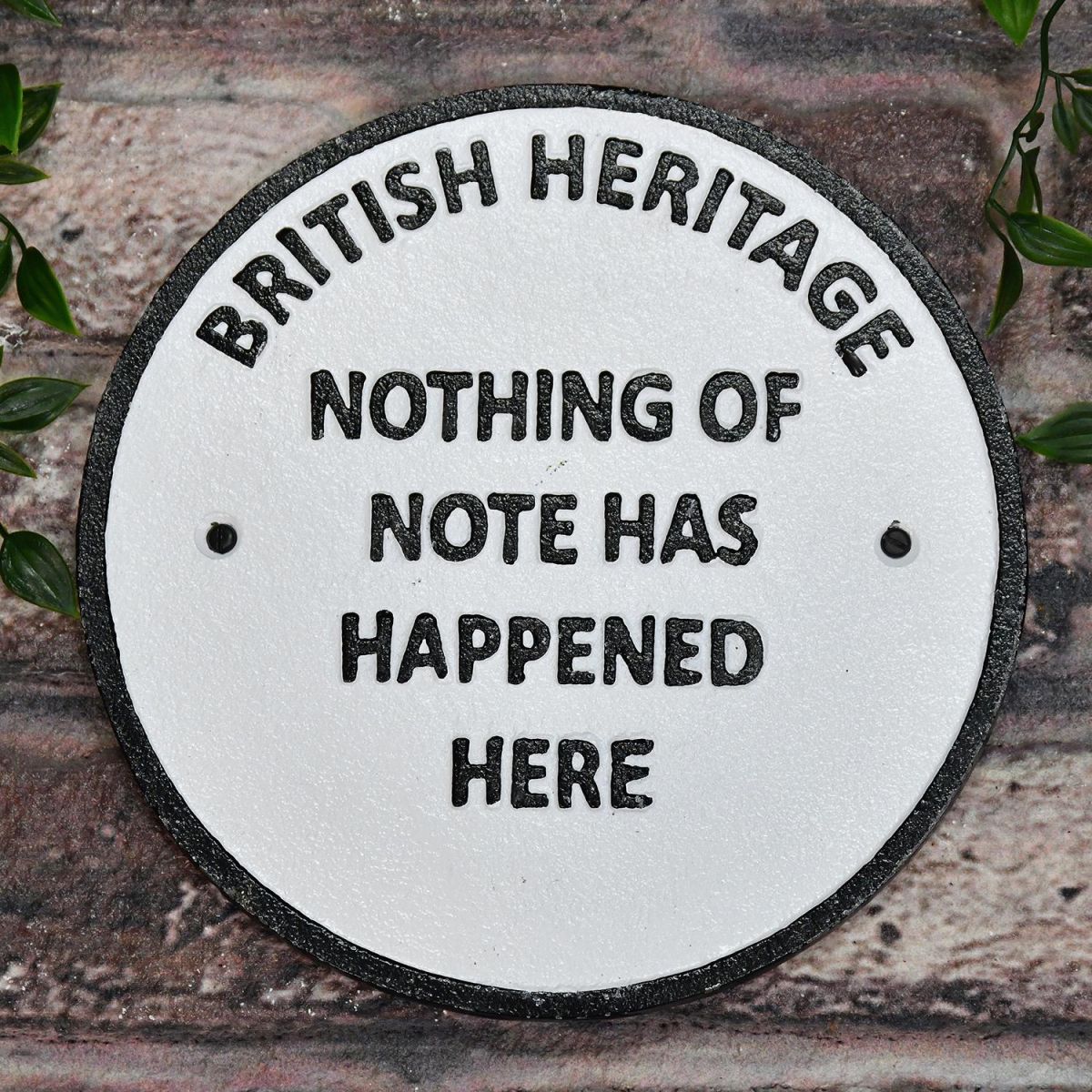 "British Heritage" Cast Iron Wall Sign in Use Outdoors