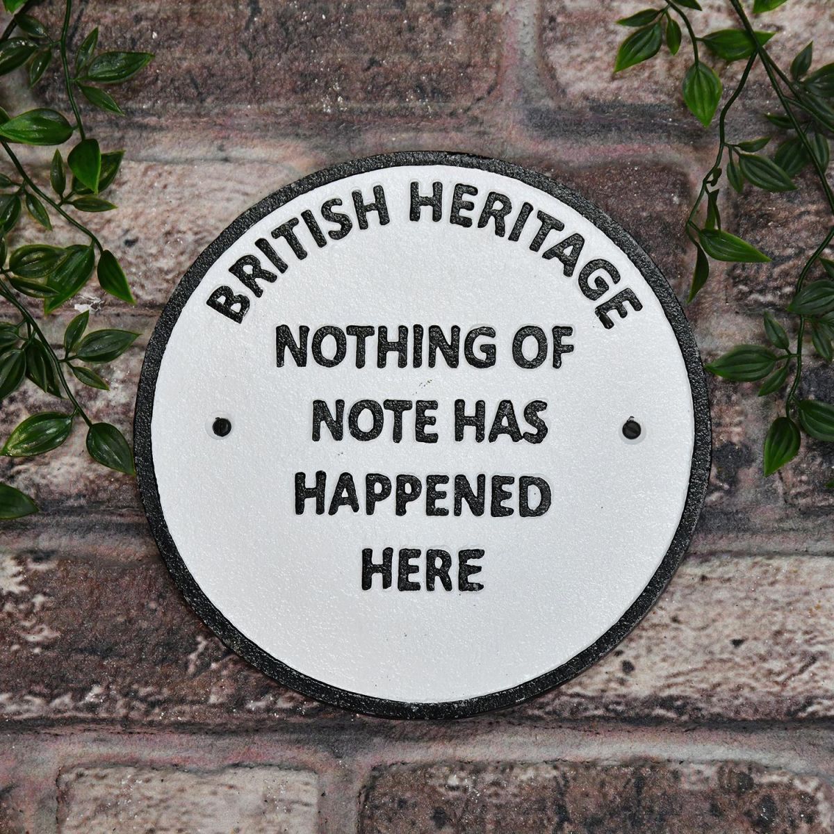 "British Heritage" Cast Iron Wall Sign in Situ on Brick Wall