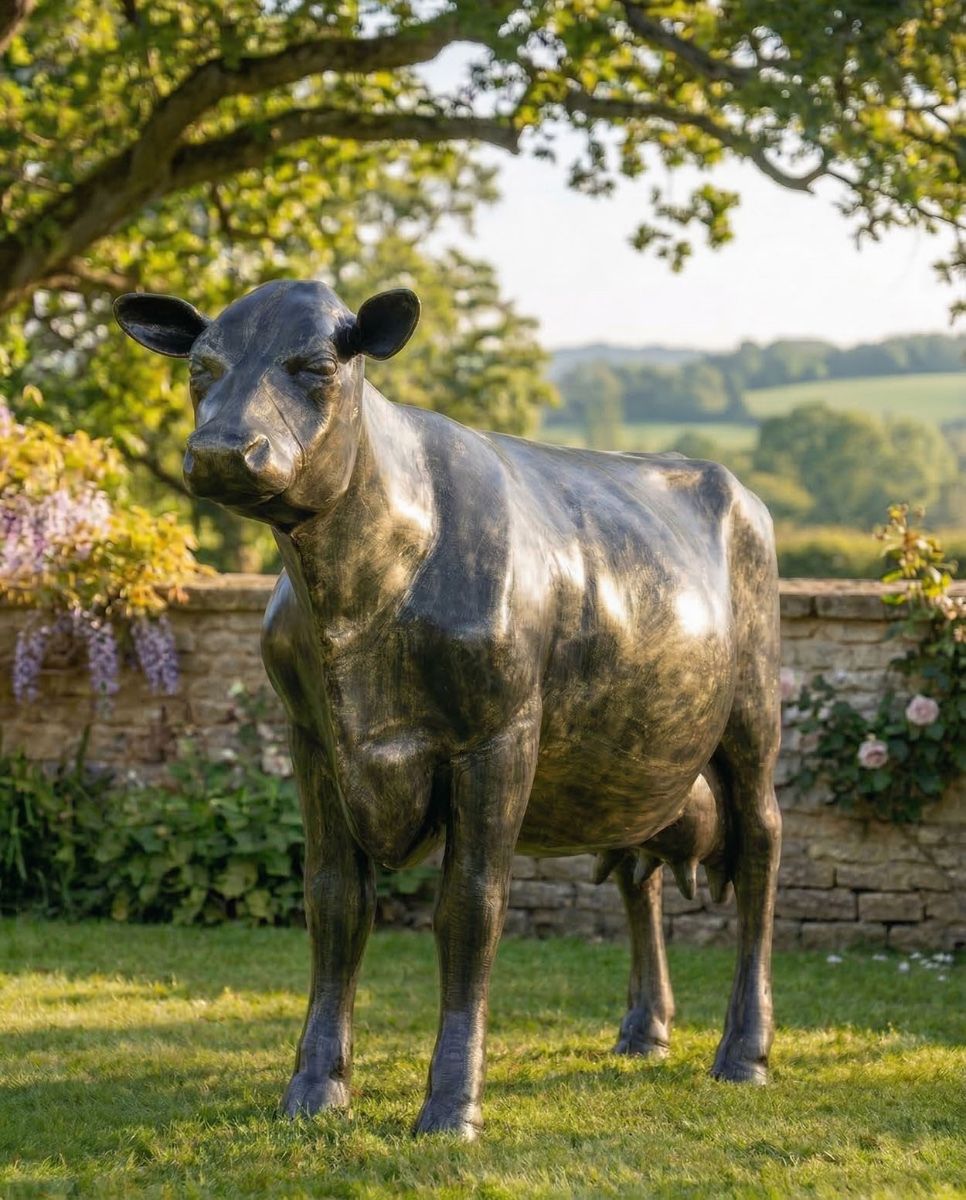 Bronze "Daisy" Standing Cow Sculpture digital illustration