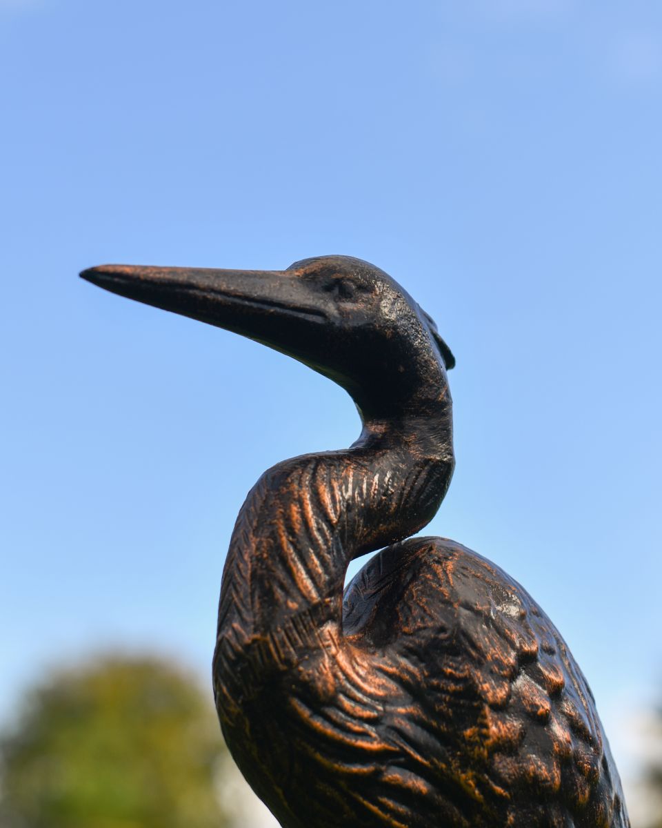 Bronze and Copper Aluminium Crane Garden Sculpture