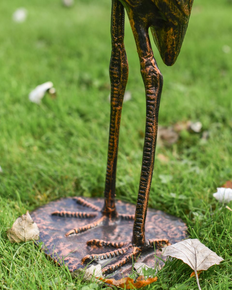 Bronze and Copper Aluminium Crane Garden Sculpture