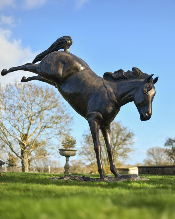 Bronze Cast Aluminium Bucking Horse Garden Sculpture 