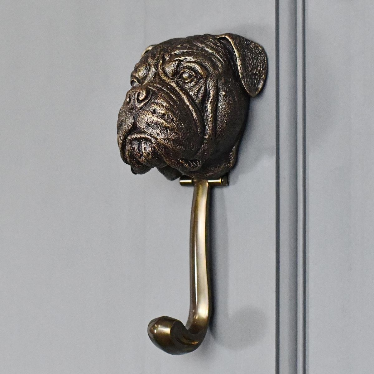 Bronze Finish Bullmastiff Door Knocker in Situ