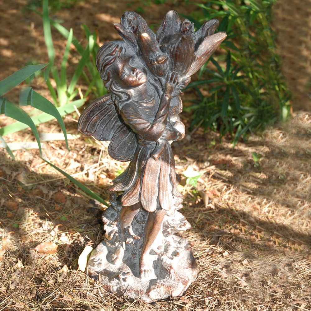 Bronze Finish Flower Fairy Garden Sculpture