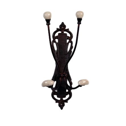 Bronze Ornate Double Hook Coat Rack
