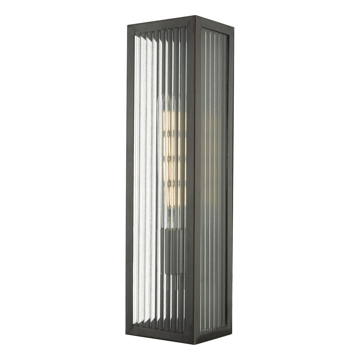 Contemporary Reeded Glass Wall Light Finished in a Rubbed Glass