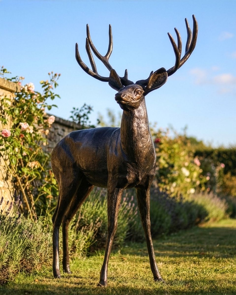 Bronze Standing Deer Sculpture - Facing Right digital illustration