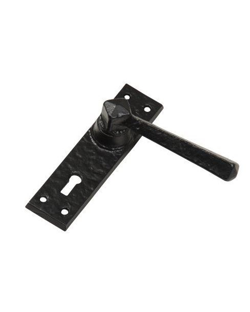 "Brookston Square" Cast Iron Lever Handle in a Black Finish