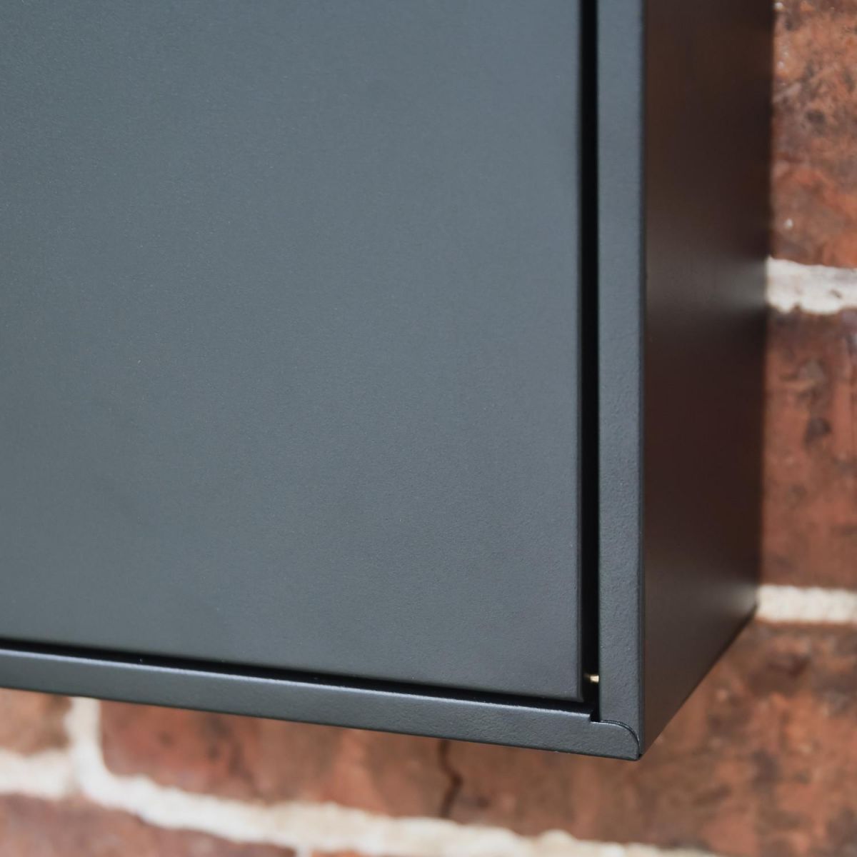 Close-up of the Black Finish on the "Brookville" Black Wall Mounted Post Box