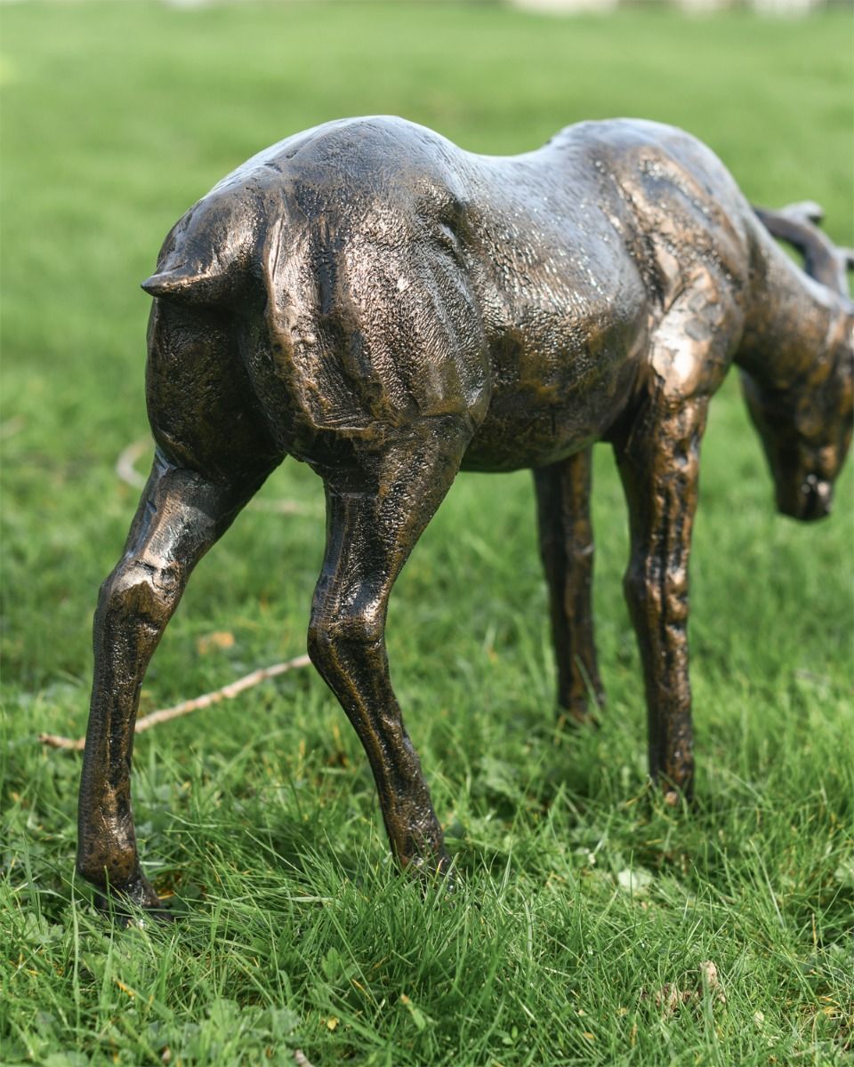 Close up of "Arthur" Buck Grazing Garden Sculpture