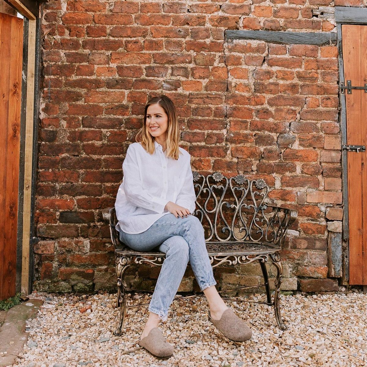 Brushed Gold "Chorley" Daisy Bench in use  Brushed Gold "Chorley" Daisy Bench in use