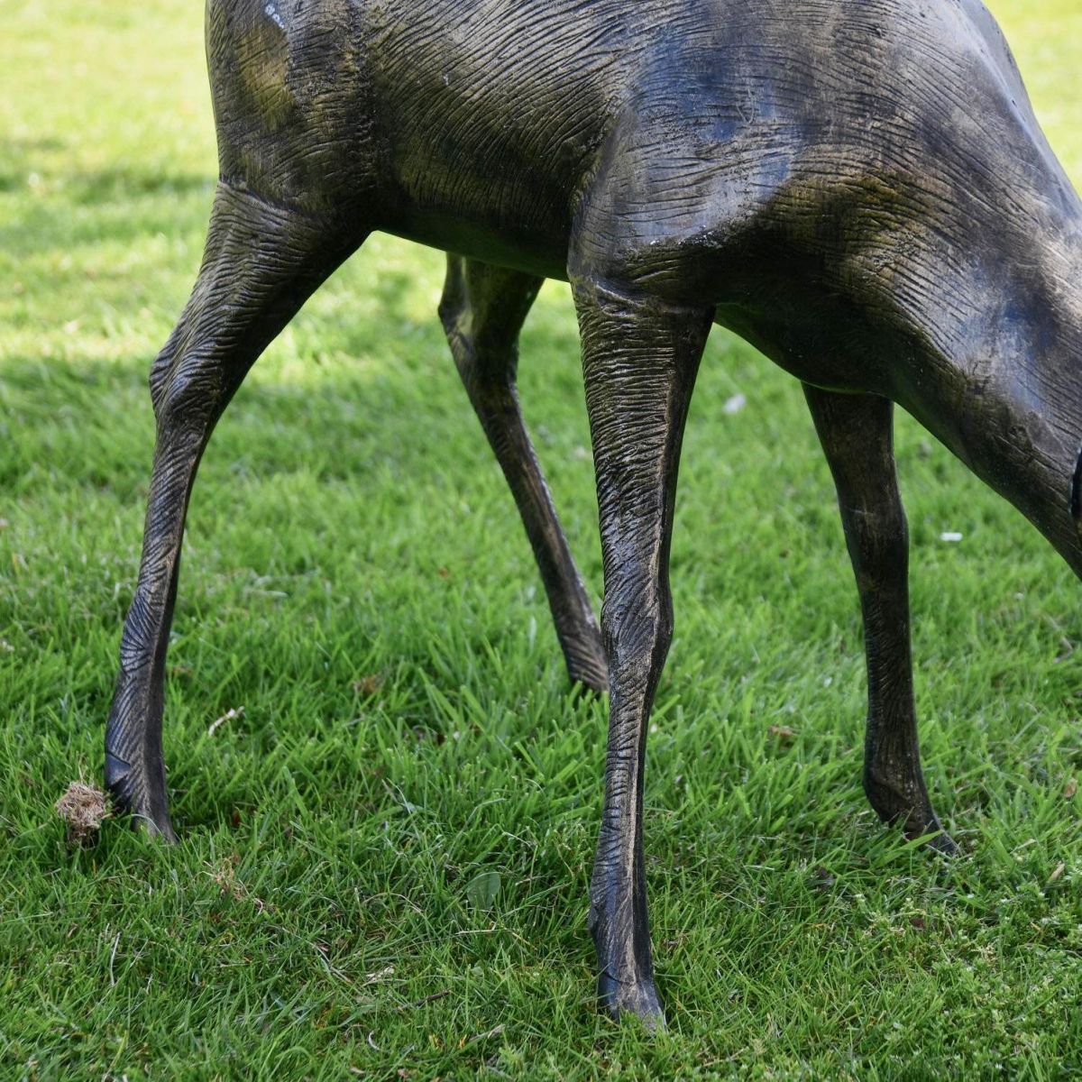 Close up of Brushed Gold Legs on Doe Garden Sculpture 