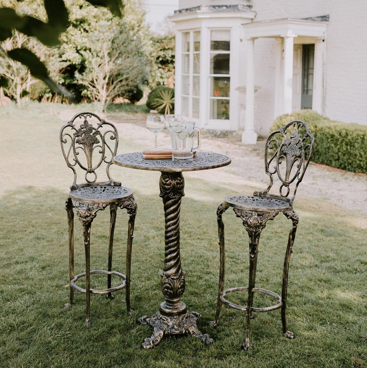 Brushed Gold "Rosebud" High Bar Set in Situ 