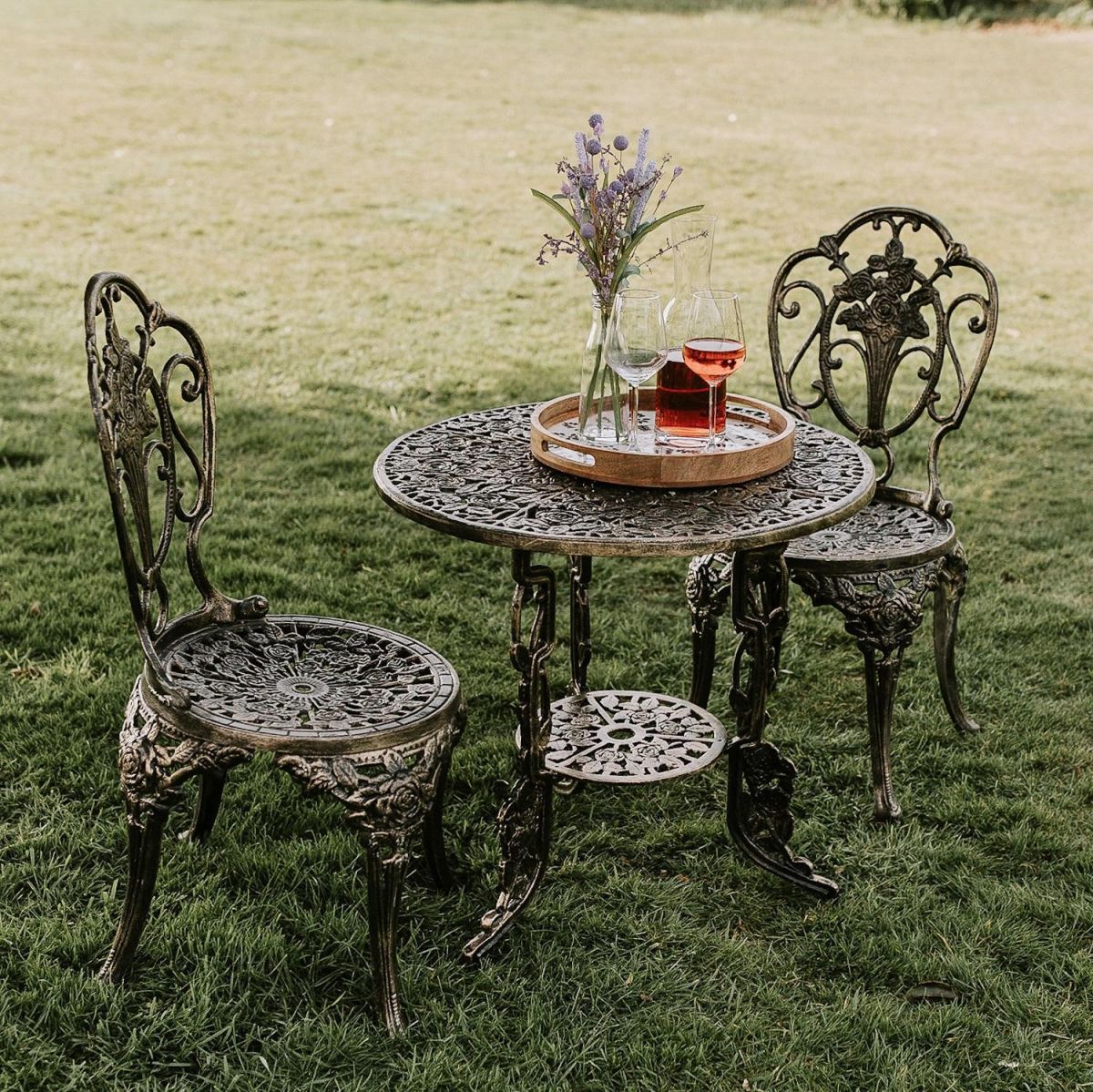 "Rosebud" Set in Brushed Gold in Situ 