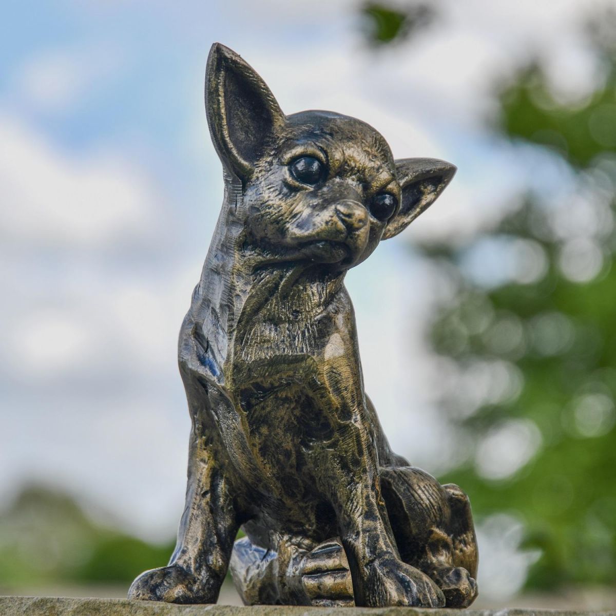 Brushed Gold Sitting Chihuahua Sculpture