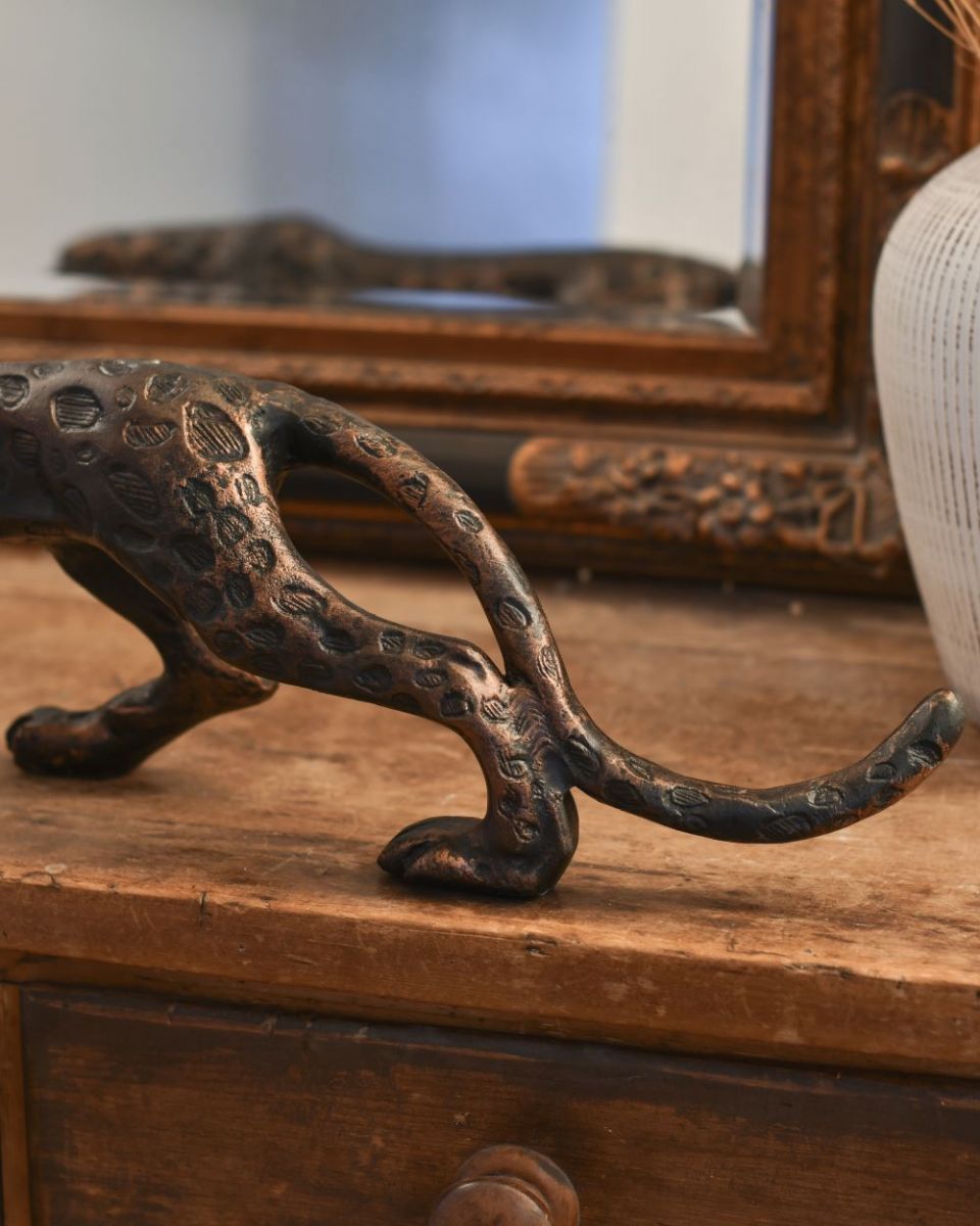 Close up of bronze leopard tail