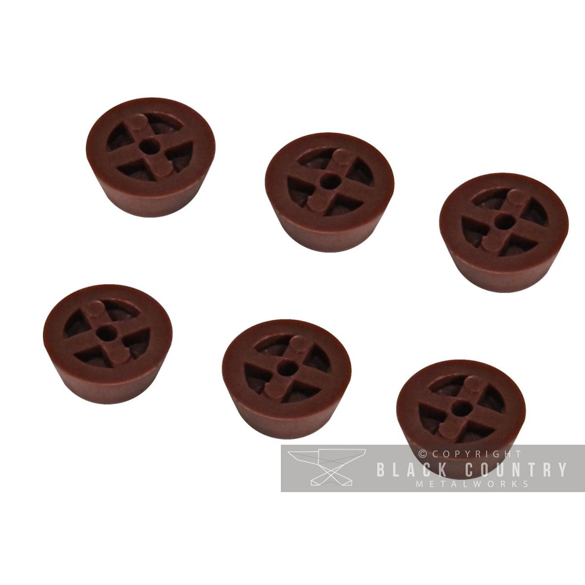 Brown Round Toilet Seat Buffers - Pack of 6