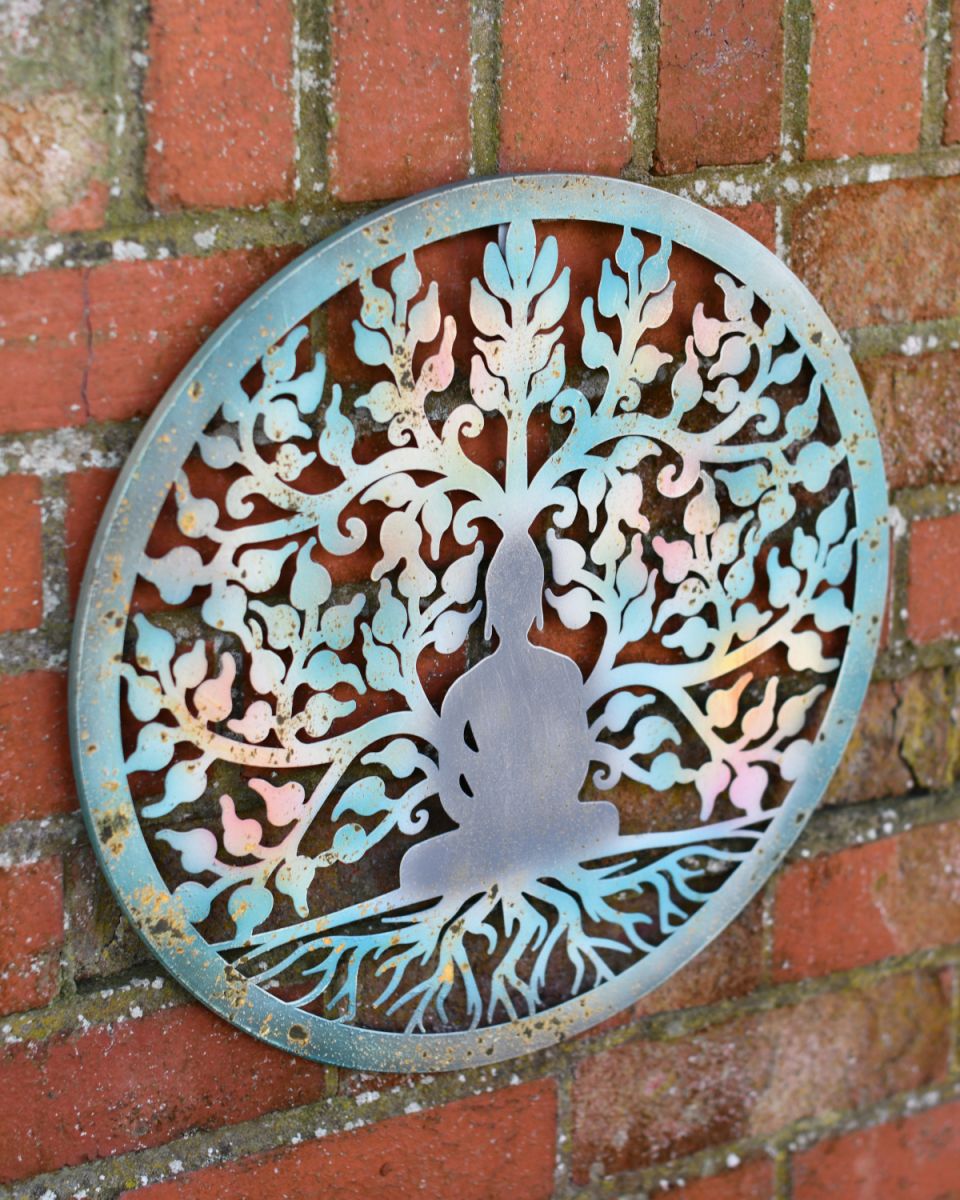 Buddha and tree garden wall art top