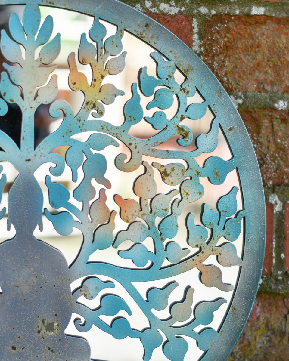Buddha and tree of life mirrored garden wall art right