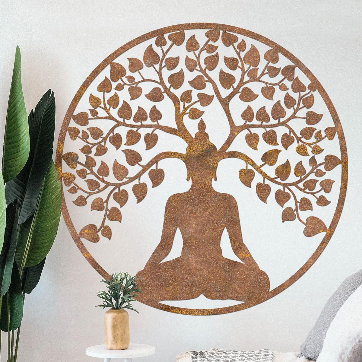"Buddha Tree" Rustic Wall Art in the Home "Buddha Tree" Rustic Wall Art in the Home
