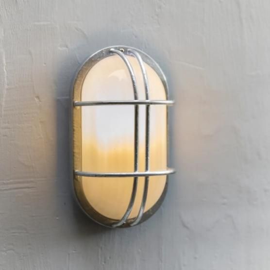 Galvanised Steel Bulk Head Wall Light in Situ