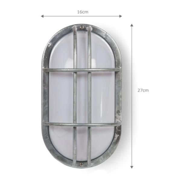 Galvanised Steel Bulk Head Wall Light Measurements