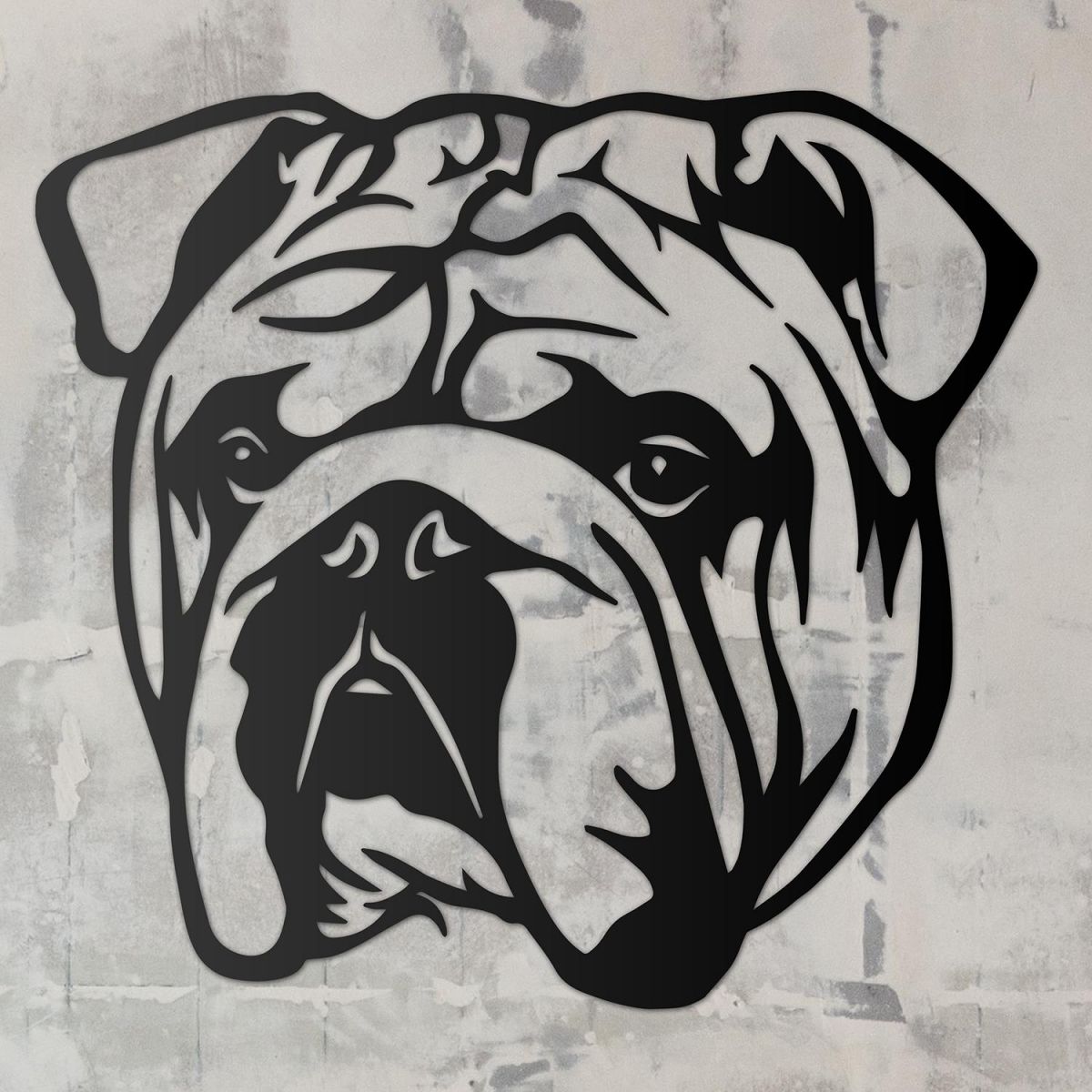 Bulldog Metal Wall Art Silhouette on a Rustic Wall  Bulldog Metal Wall Art Silhouette on a Rustic Wall