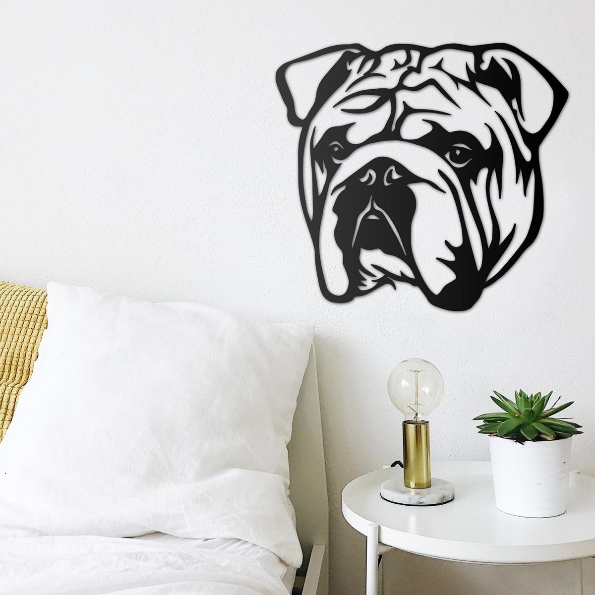 Metal Bulldog Wall Art at Home in the Conservatory Metal Bulldog Wall Art at Home in the Conservatory