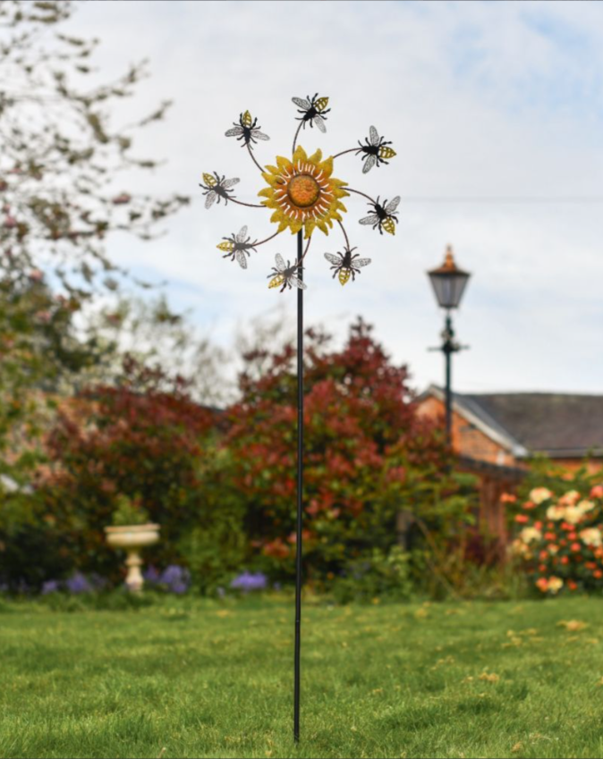 Bumble Bee and Sunflower Garden Spinner Spike