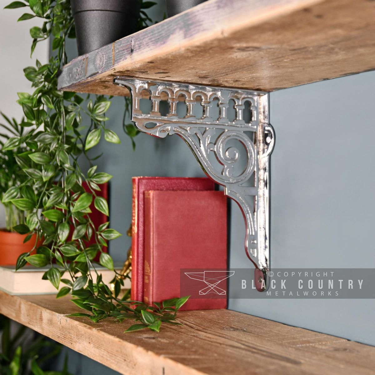 Bright Chrome Shelf bracket - Railway design