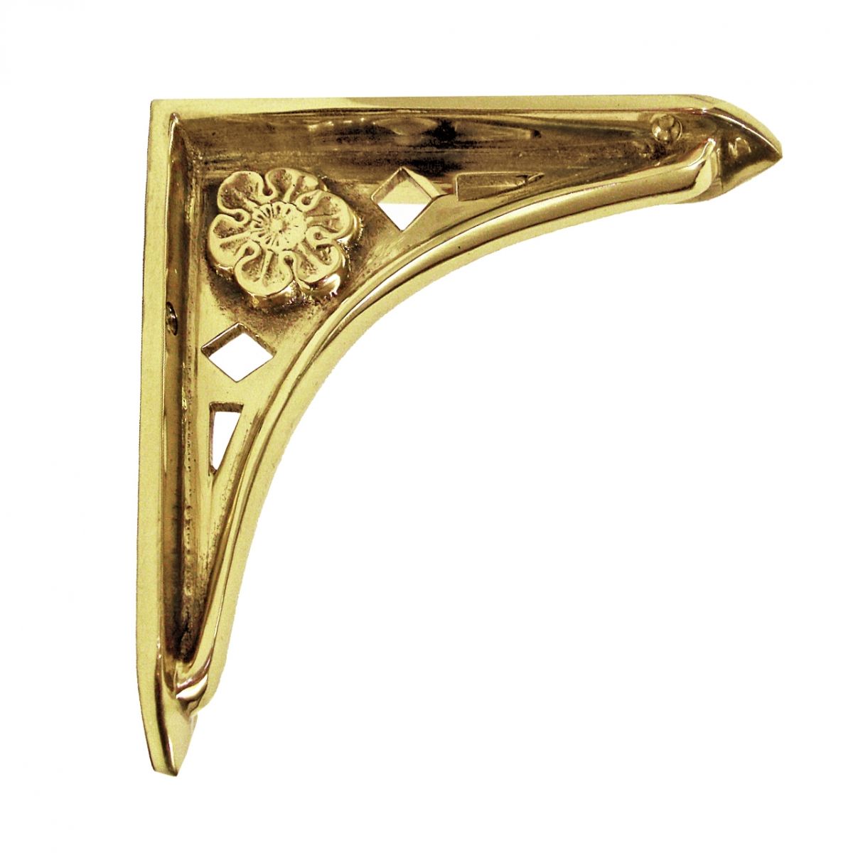 Polished Brass Tudor rose Shelf Bracket