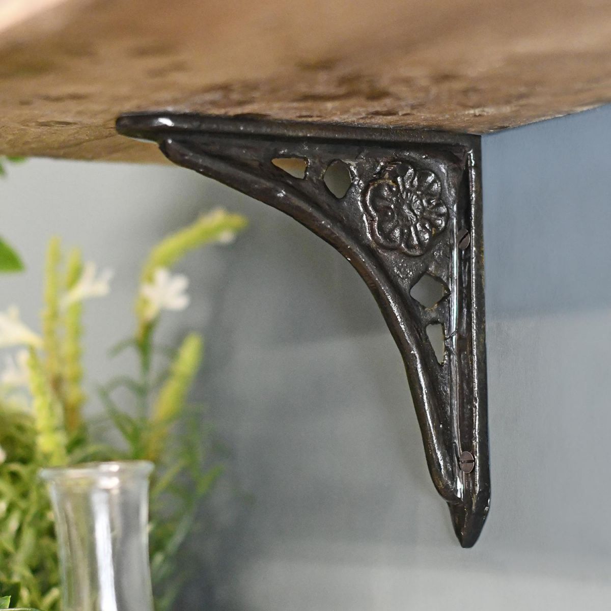 Cast Iron Shelf Bracket with rose motif