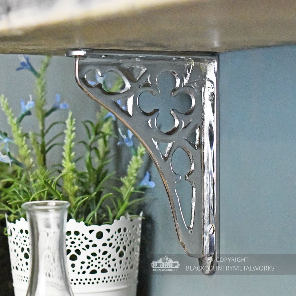 Bright Chrome Coalbrookdale Shelf Bracket 18 x 13cm
