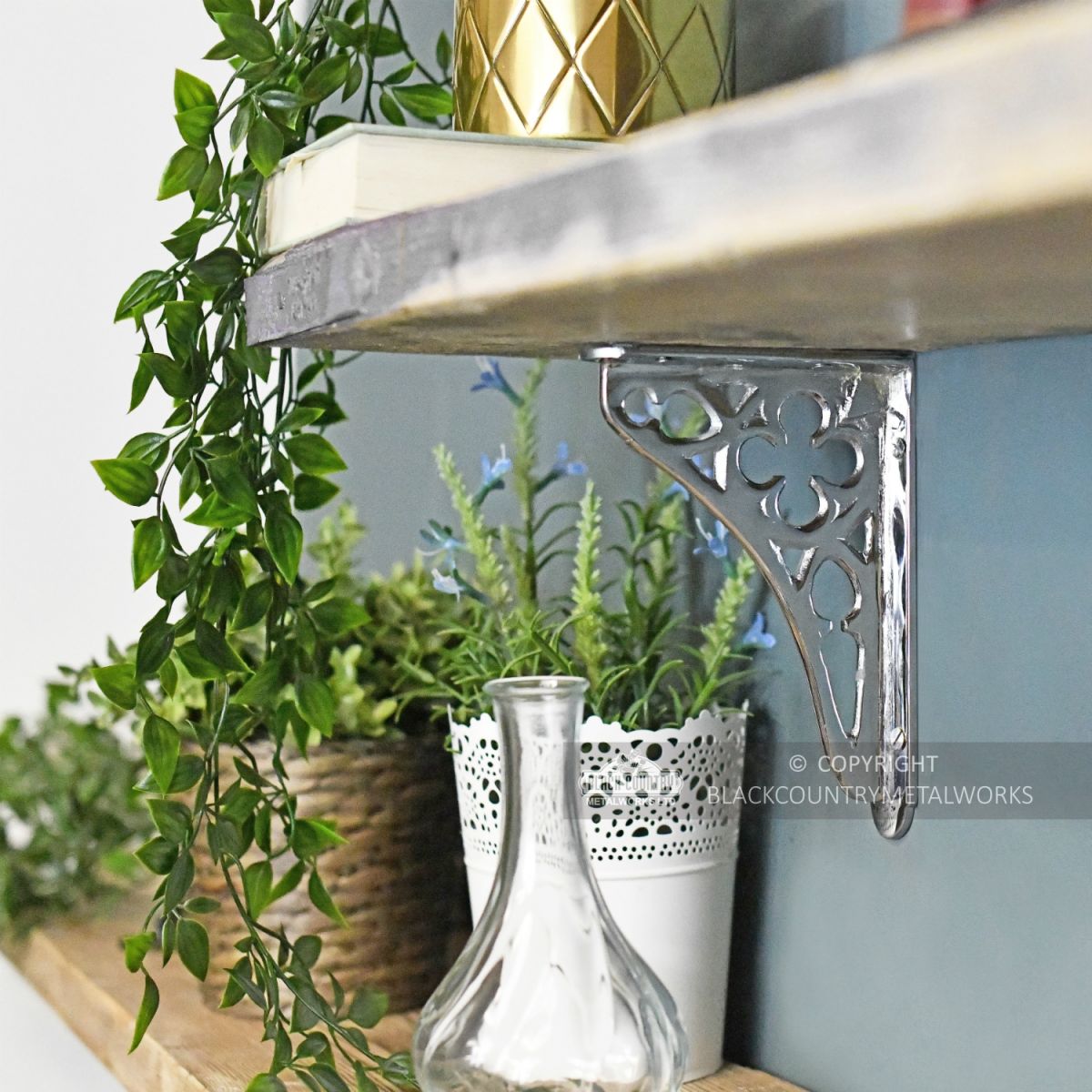 Bright Chrome Coalbrookdale Shelf Bracket 18 x 13cm