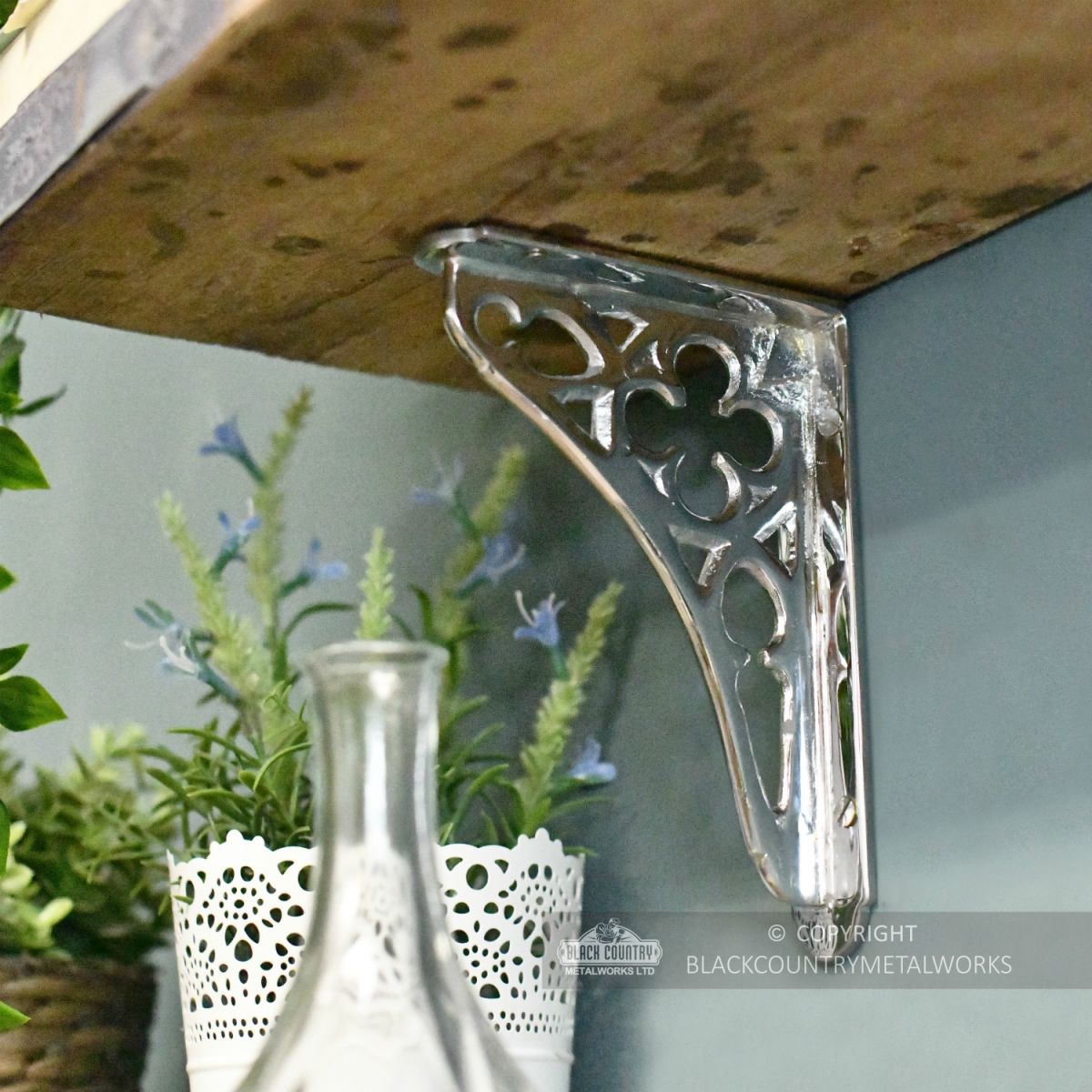 Bright Chrome Coalbrookdale Shelf Bracket 18 x 13cm