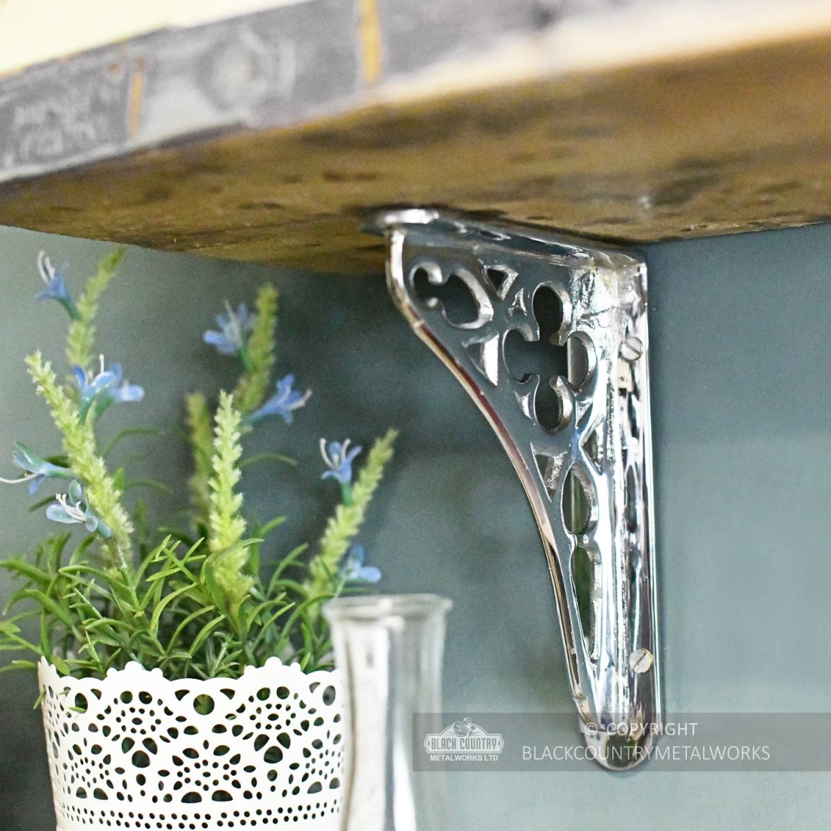 Bright Chrome Coalbrookdale Shelf Bracket 18 x 13cm