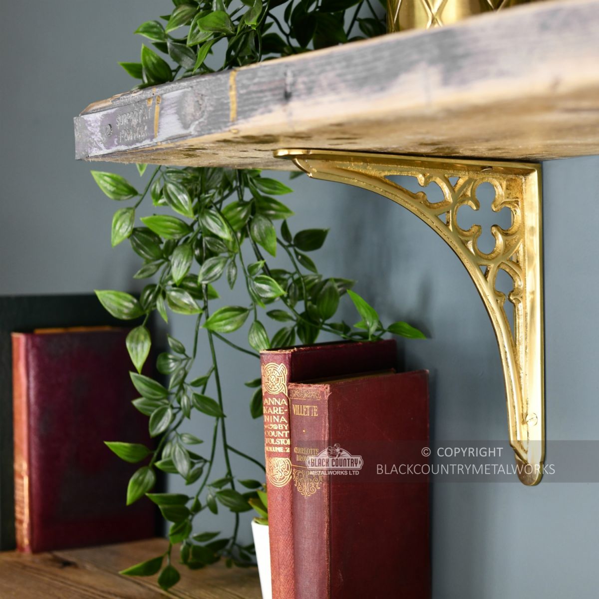 Polished Brass Coalbrookdale 18 x 18cm Shelf Bracket Polished Brass Coalbrookdale 18 x 18cm Shelf Bracket