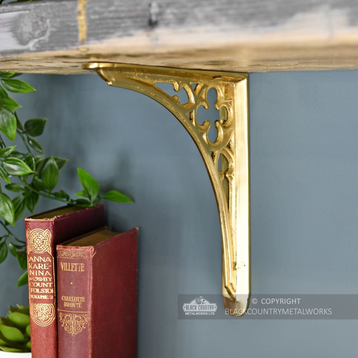 Polished Brass Coalbrookdale 18 x 18cm Shelf Bracket Polished Brass Coalbrookdale 18 x 18cm Shelf Bracket