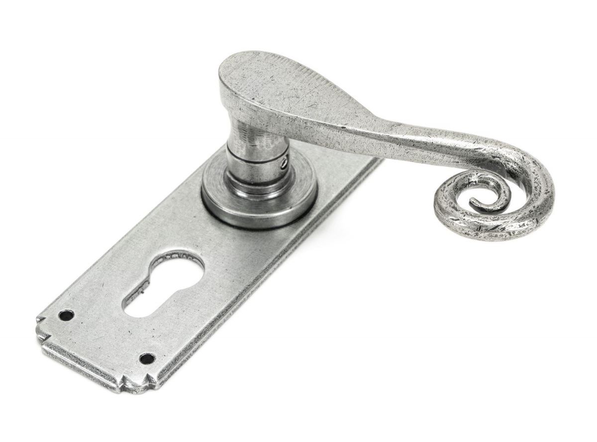 Pewter Monkeytail Euro Lock Lever Door Handle Lock Pewter Monkeytail Euro Lock Lever Door Handle Lock