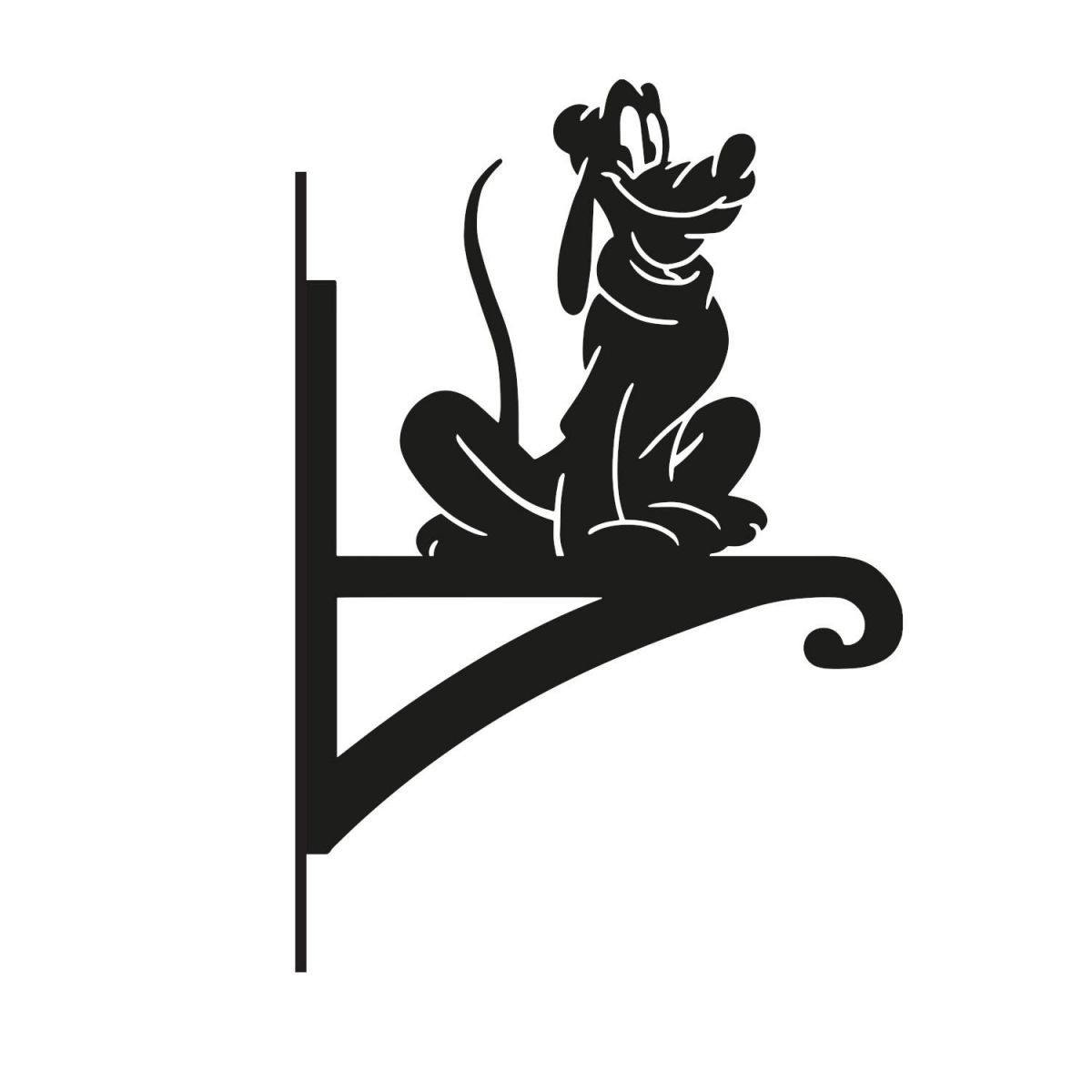 Cartoon "Bloodhound" Dog Hanging Basket Bracket on White Background