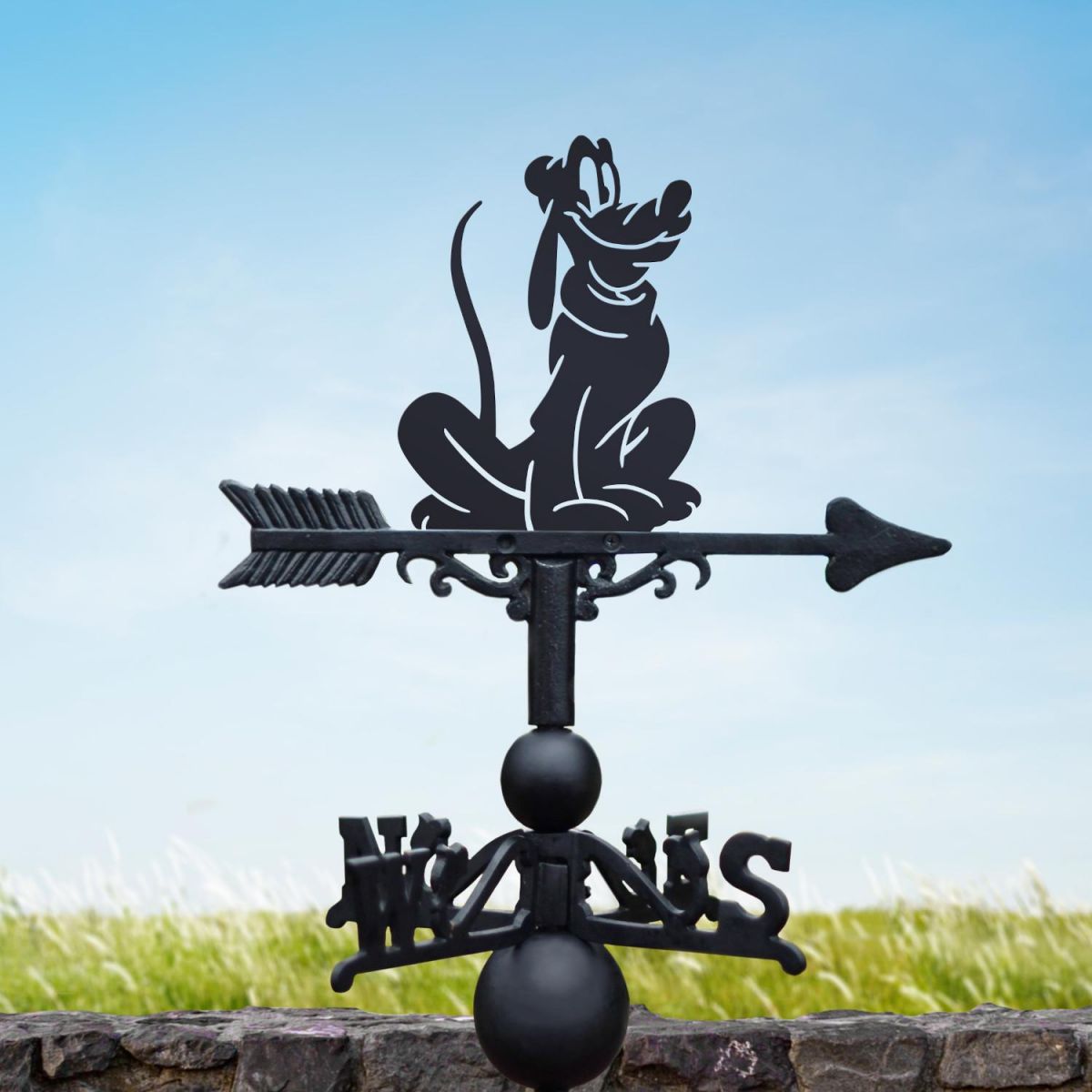 Cartoon Bloodhound Dog Weathervane in Situ