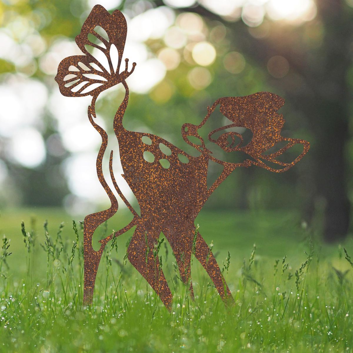 Rustic Cartoon Deer Silhouette in Use in the Garden