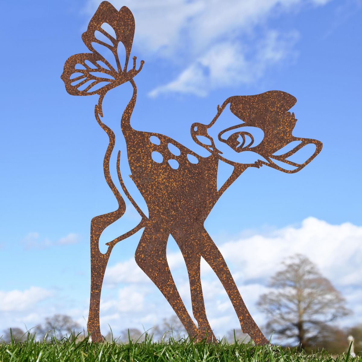 Rustic Cartoon Deer Silhouette in Situ